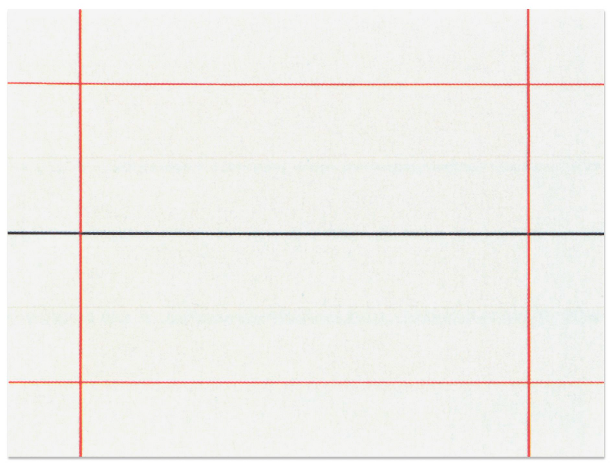 White paper with red grid lines and a black line dividing it into two equal parts
