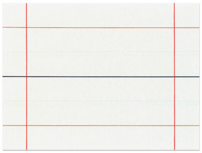 White paper with red grid lines and a black line dividing it into two equal parts